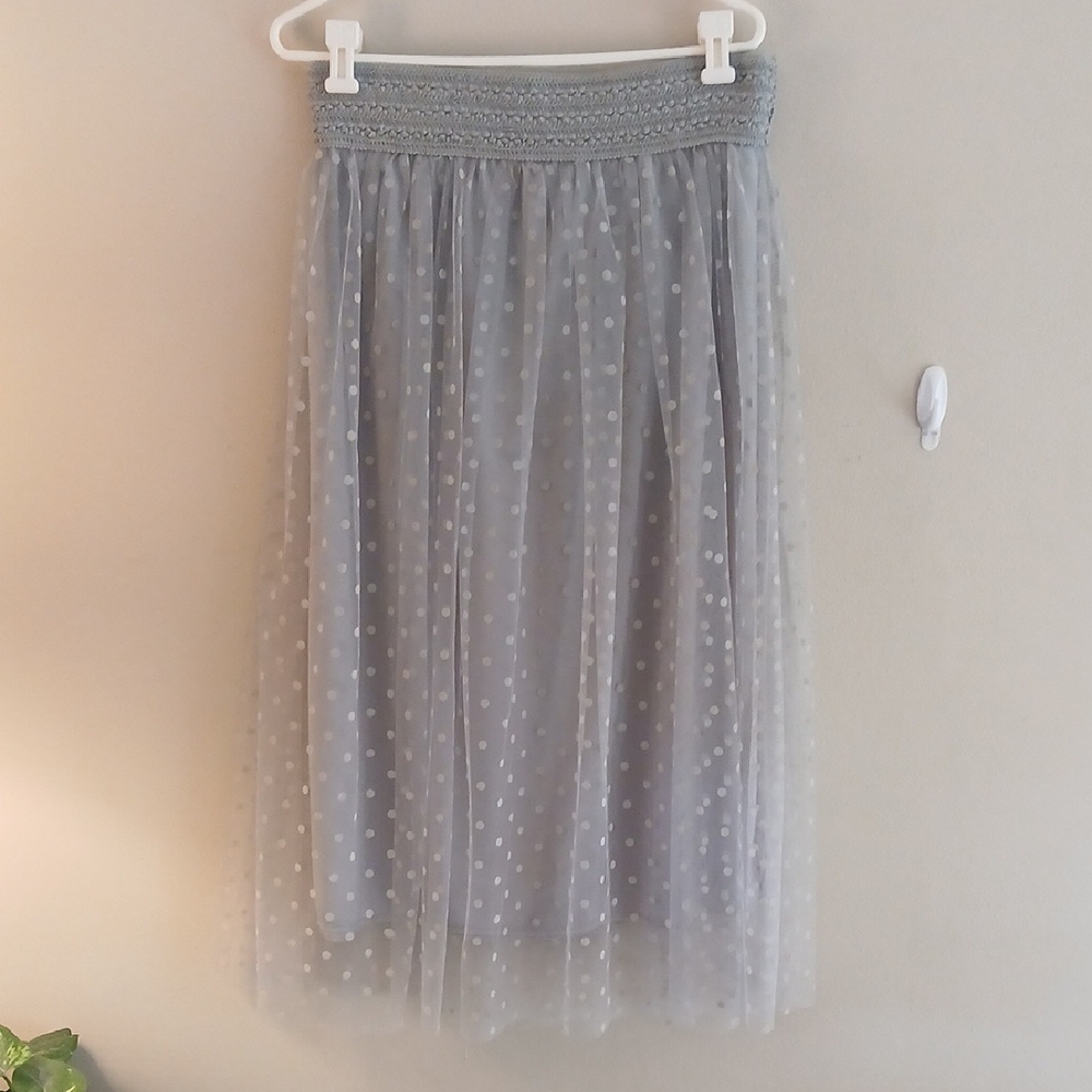 Elegant Sage Green Polka Dot Skirt